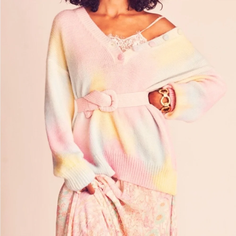 LoveShackFancy naveen pullover Fairytale Ombré Tie Dye Small New